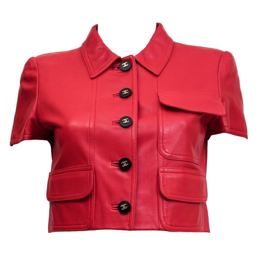Chanel Red Leather Jacket from 1995